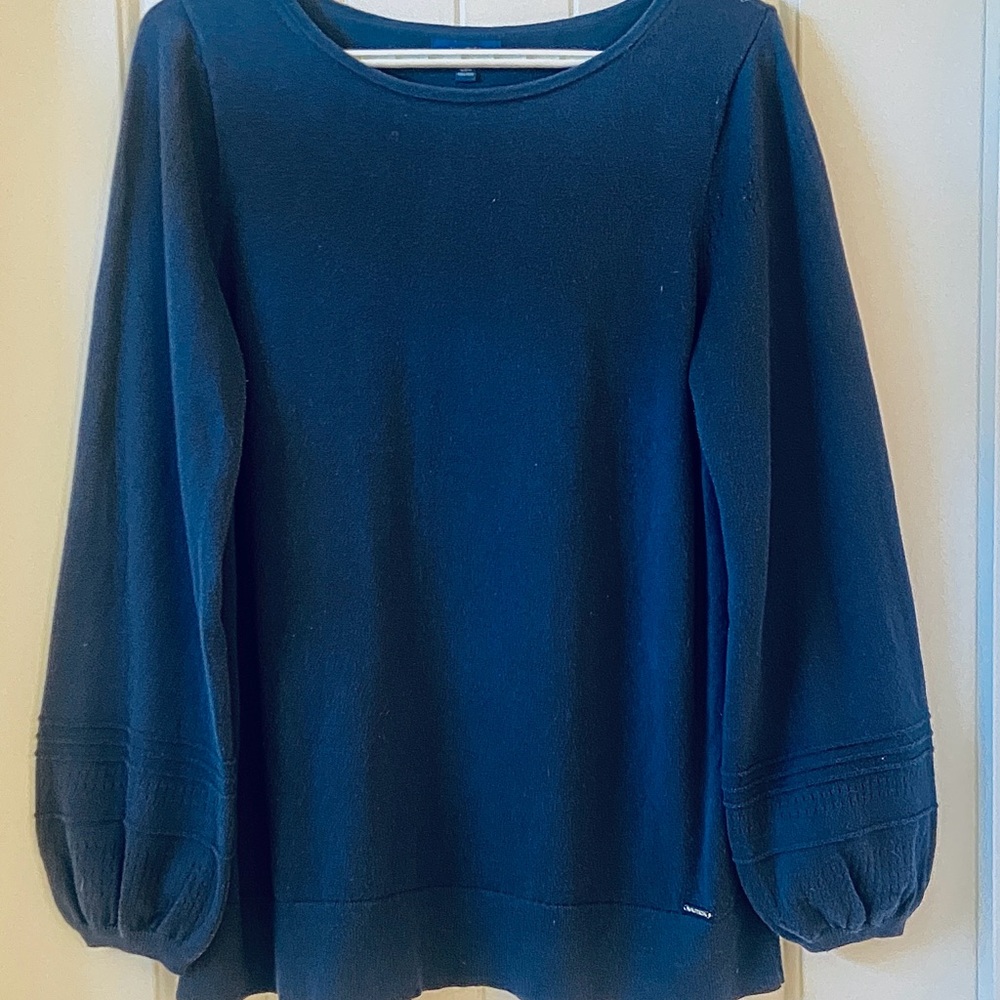Nautica Blue Crew Neck Sweater with Balloon Sleeves